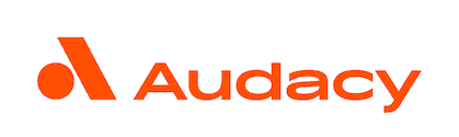 Here is an Audacy logo