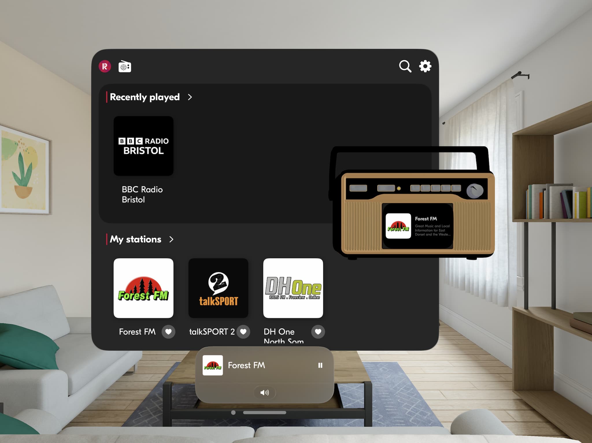 Radioplayer app on Apple Vision Pro
