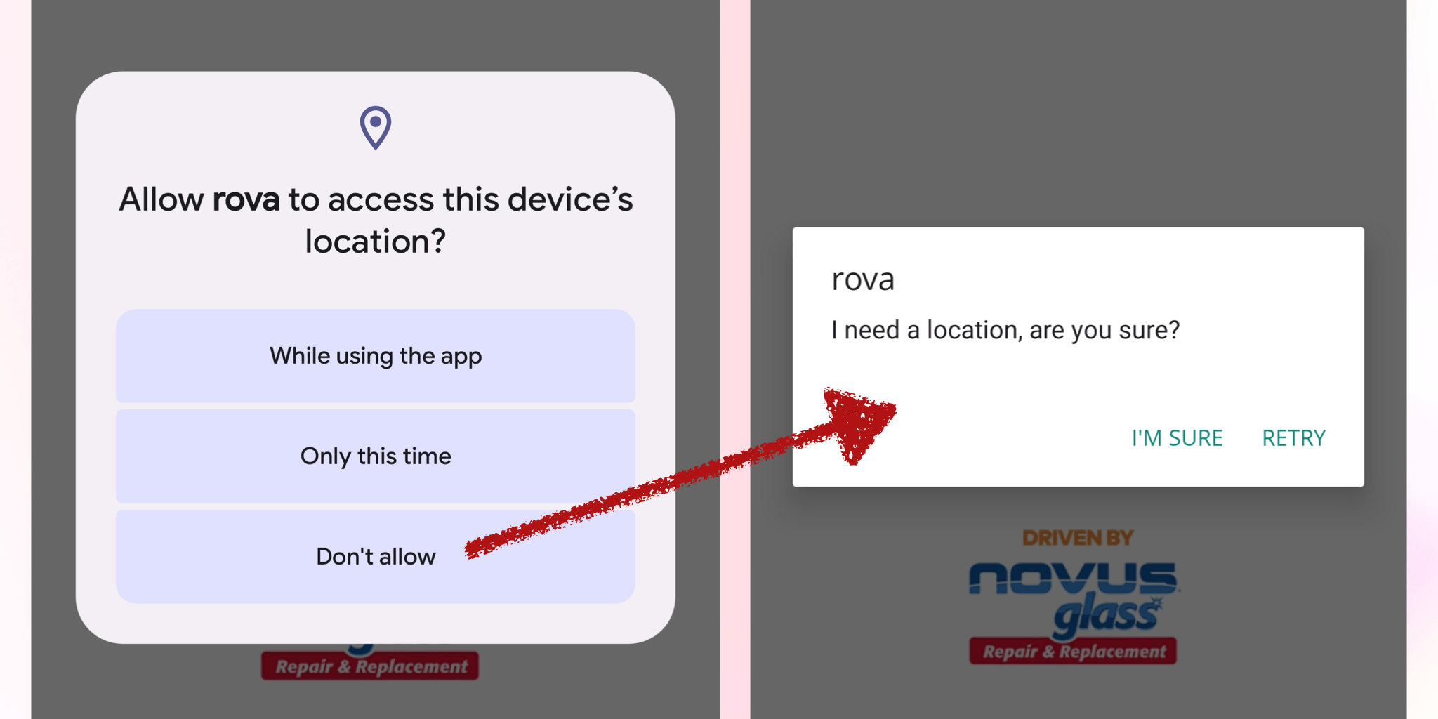 Rova location permission