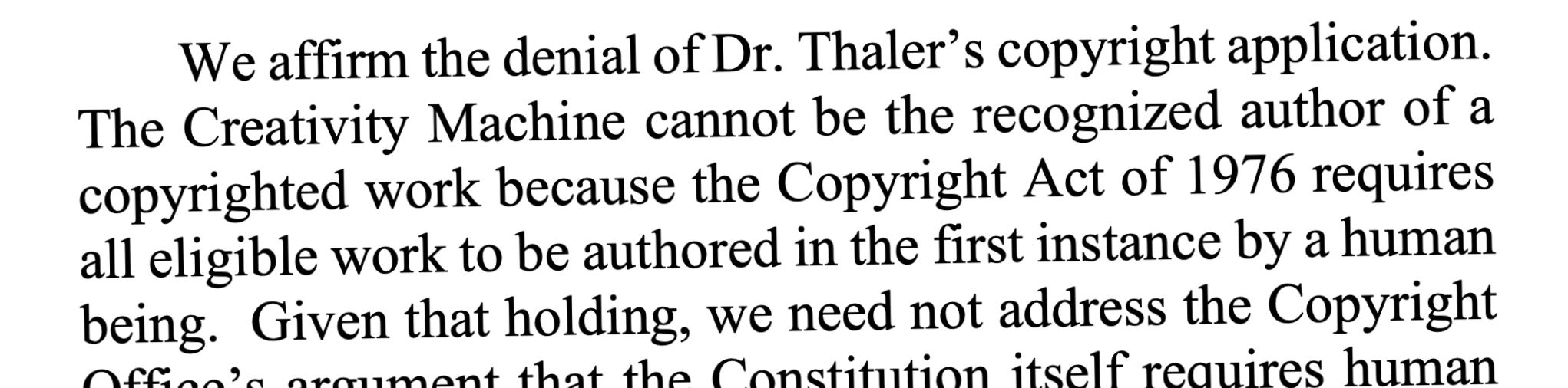 The Thaler vs Perlmutter ruling