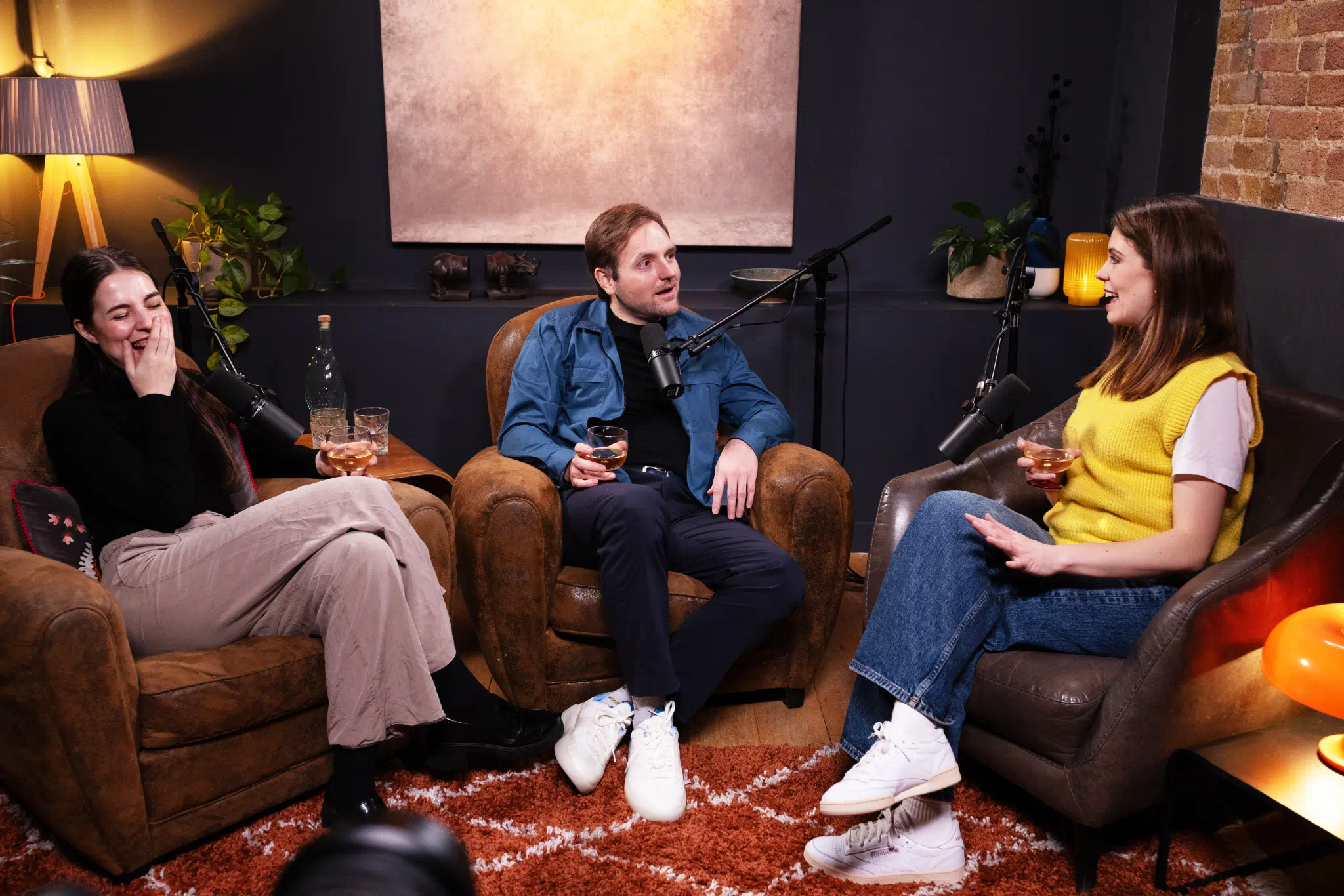 Three people in the studio