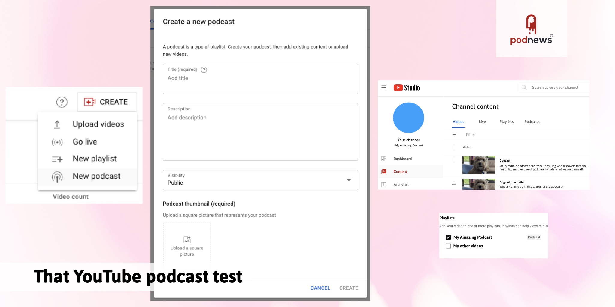 You Tube's podcast test